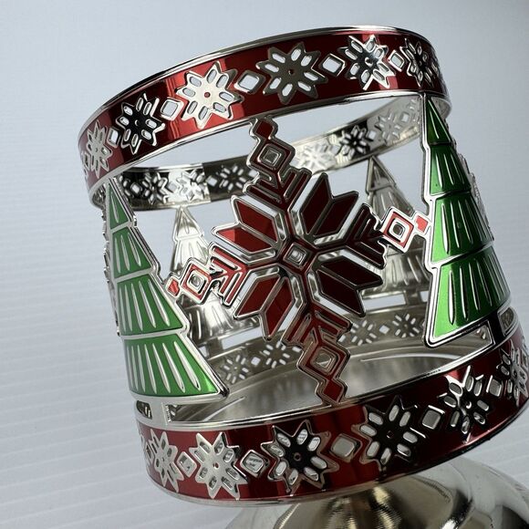 Bath & Body Works Christmas Pedestal Candle Holder Snowflake Tree Holiday - Picture 3 of 8